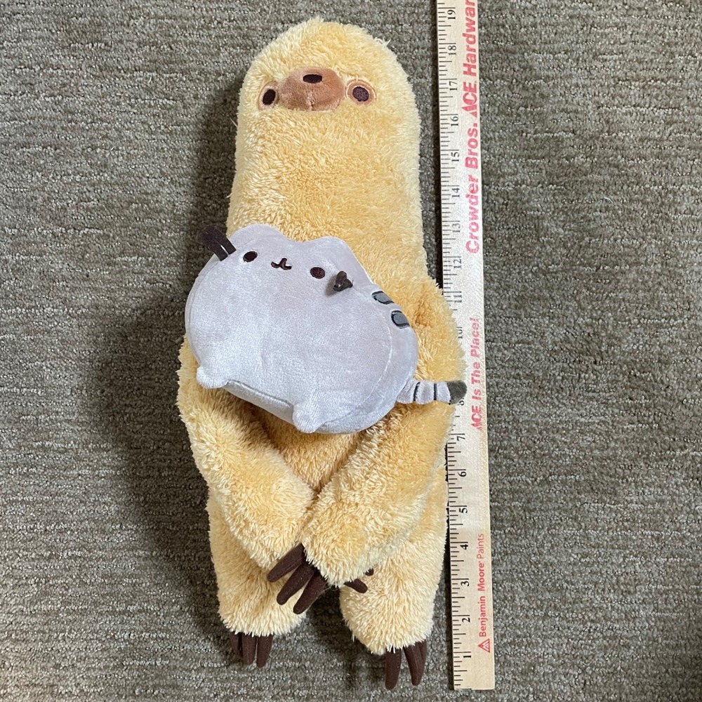 Gund Pusheen Sloth Plush Toy Unisex Medium Tan Grey Cat Soft Stuffed Animal